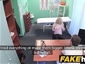 fake medical center Fit blond inhales man rod