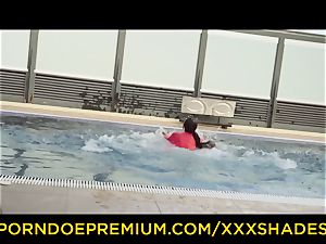 xxx SHADES - Latina with enormous backside in gonzo pool fuckfest